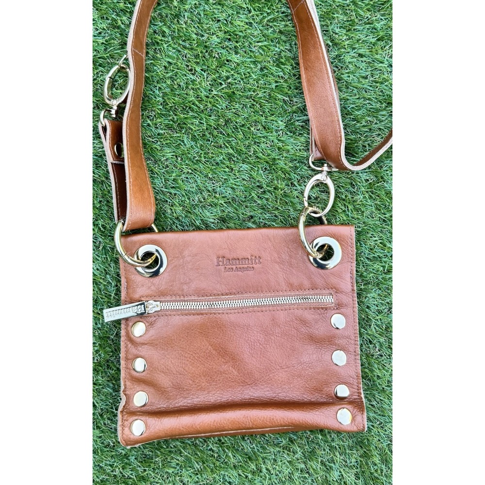 Hammitt Los Angeles Tony Small Tan Leather Crossbody Bag Gold Rivet Hardware